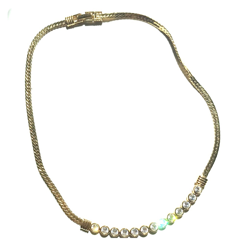 Swarovski stones snake chain necklace